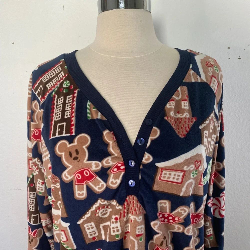 Disney Micky Mouse XL (16-18) Gingerbread Pajama Top Super Soft Long Sleeves
